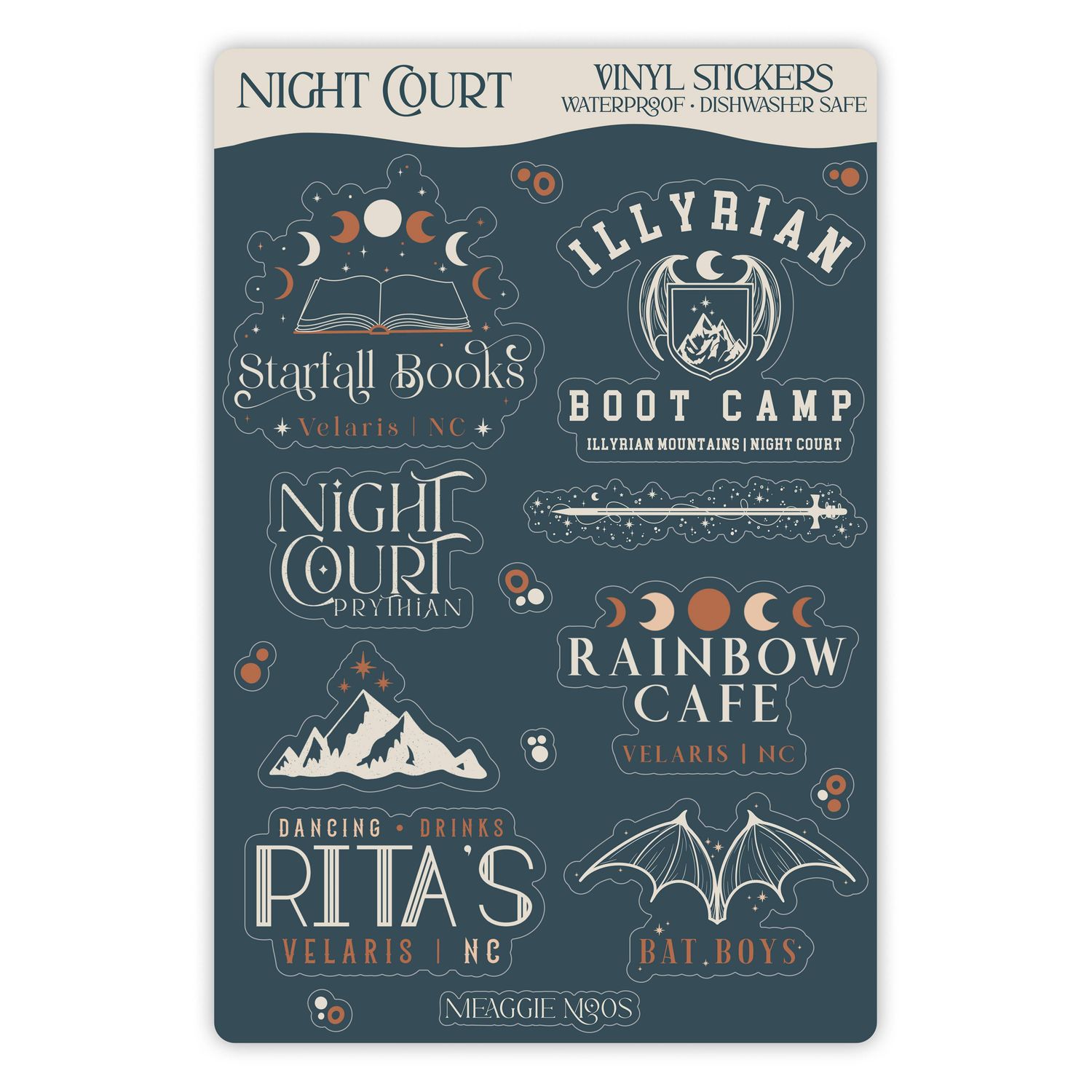 Night Court Sticker Sheet | A Court of Thorns &amp; Roses