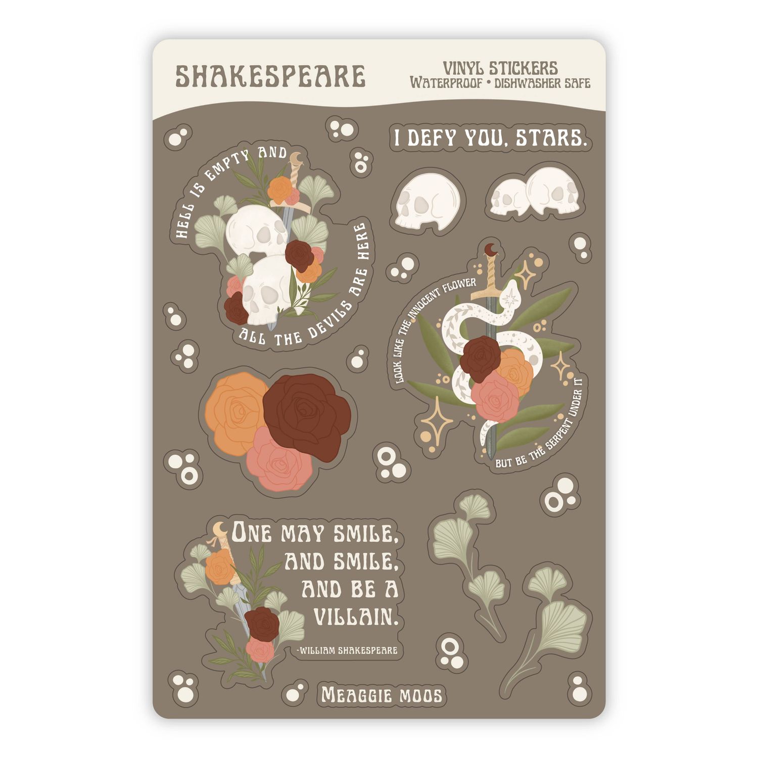 Shakespeare Villains Vinyl Sticker Sheet | Shakespeare