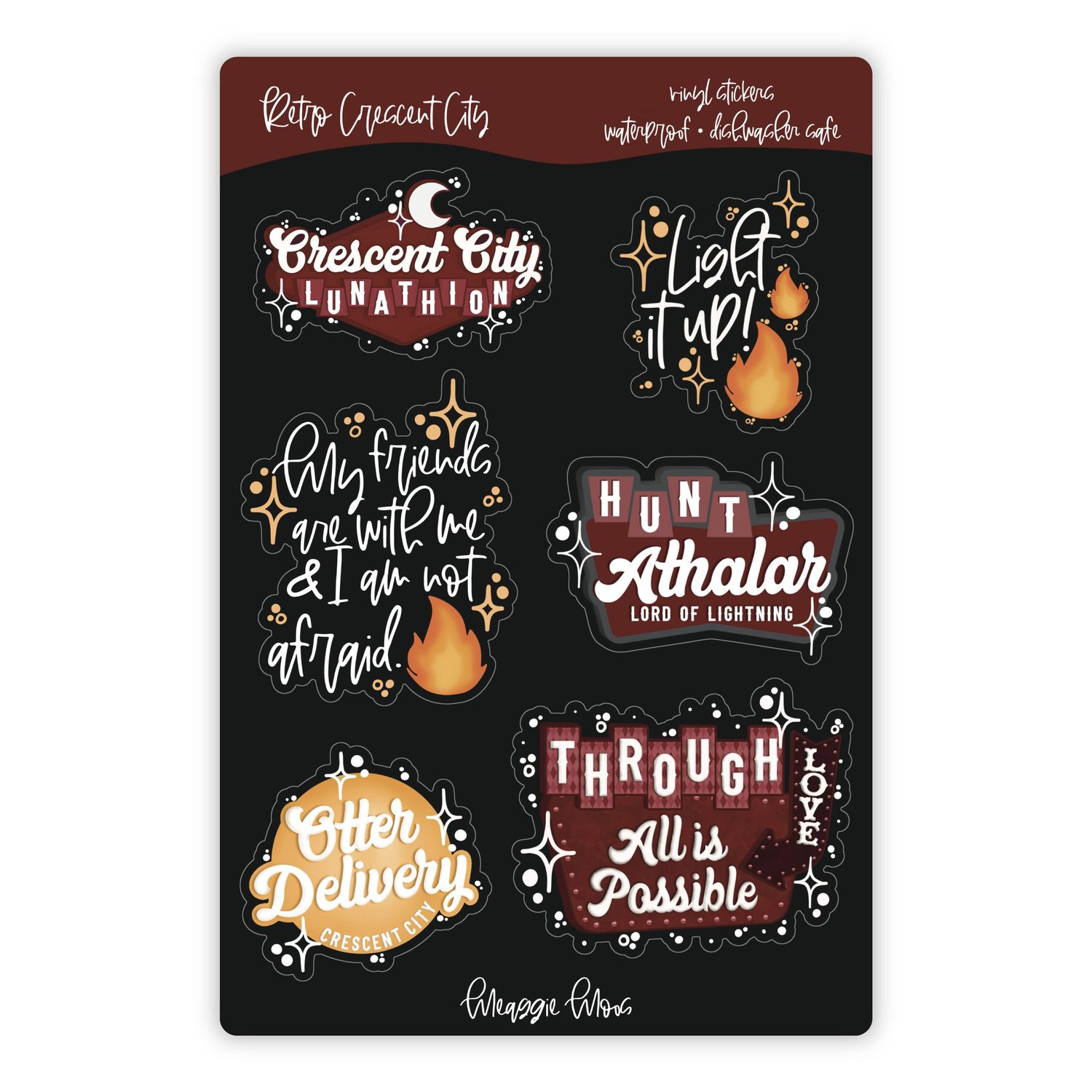 Retro Lunathion Sticker Sheet | Crescent City