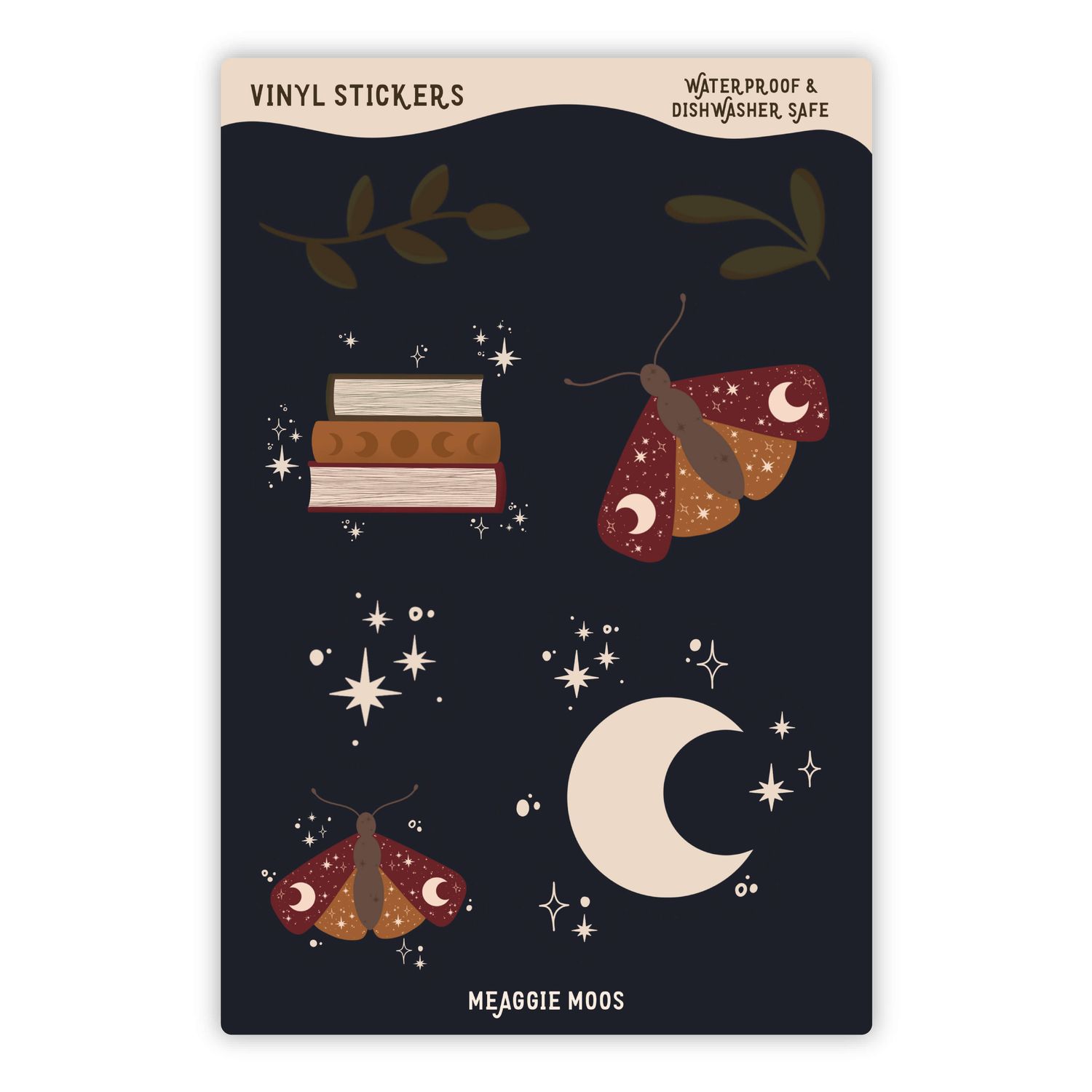 Midnight Moths Waterproof Vinyl Sticker Sheet