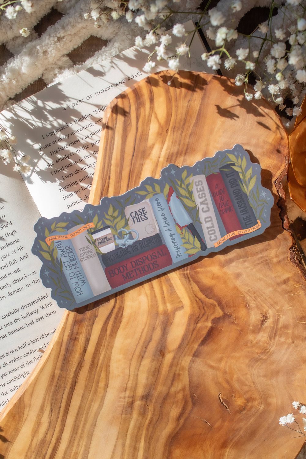 True Crime Reader Bookshelf Die-Cut Bookmark