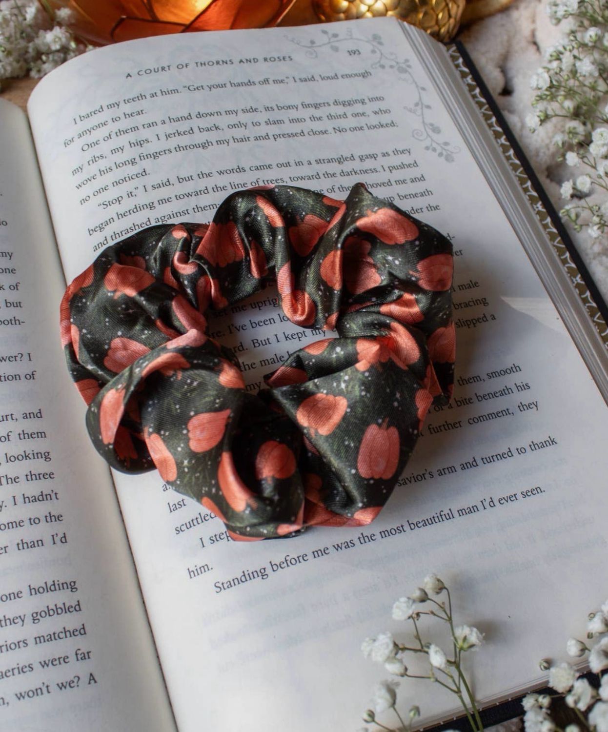 Pumpkin Bookish Satin Scrunchie