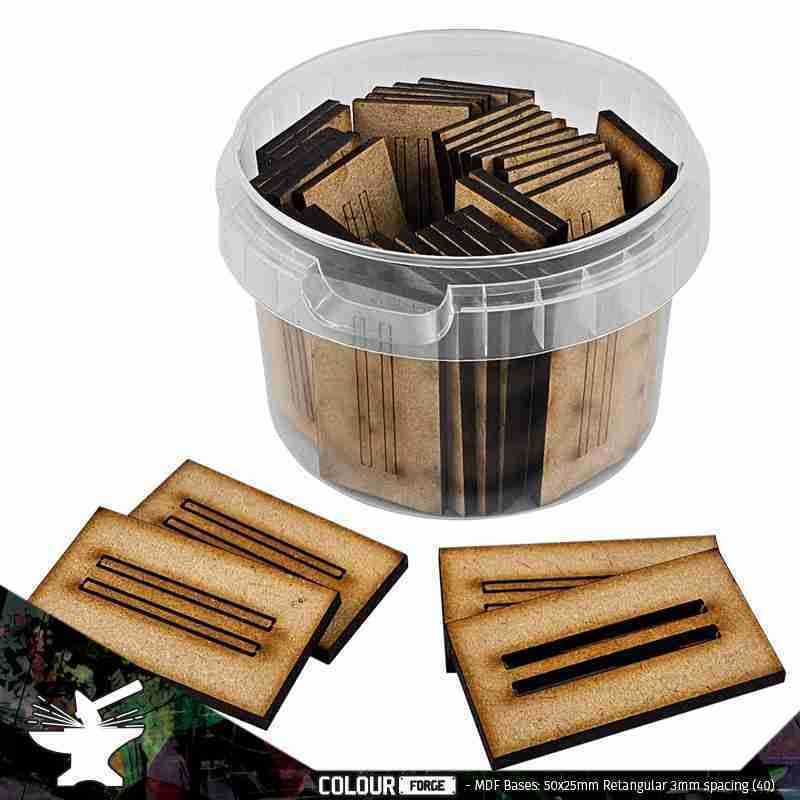 MDF Bases - 50x25mm Rectangular - 3mm spacing (40)
