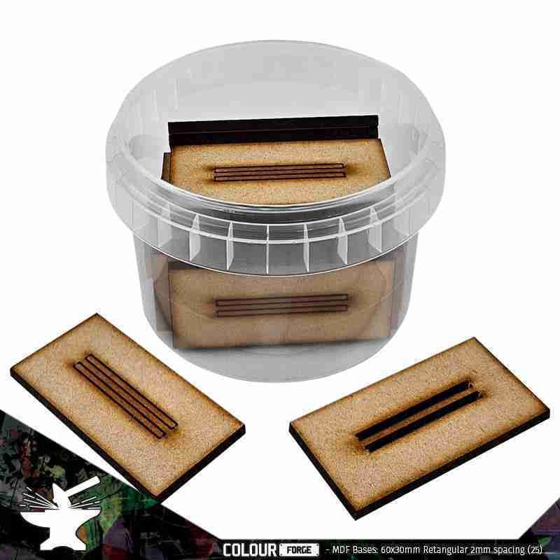 MDF Bases - 60x30mm Rectangular - 2mm spacing (25)