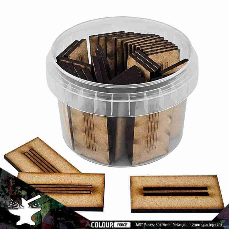 MDF Bases - 50x25mm Rectangular - 2mm spacing (40)