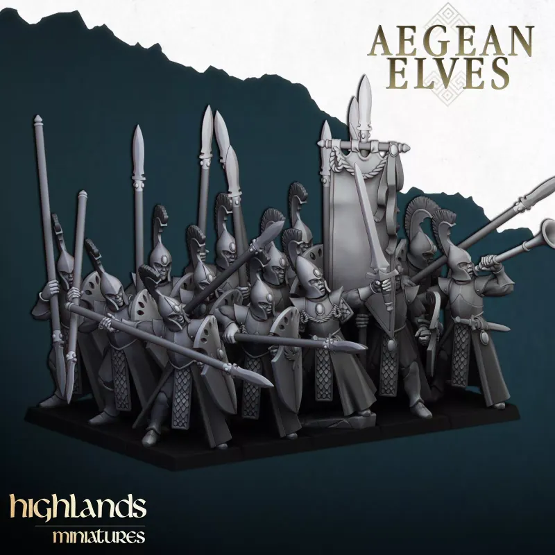 Aegean Elves Spearmen - Highlands miniatures - WHFB and other Fantasy systems