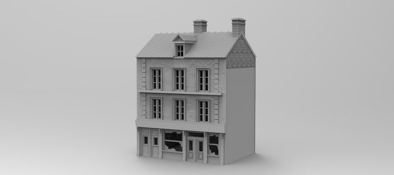 Carentan Crossroads Building 3 , stl file WW2, Modern Warfare