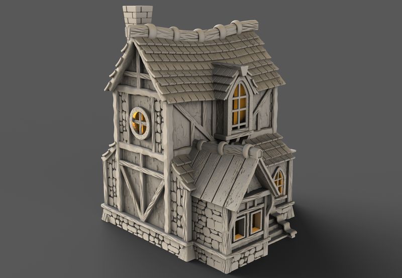 Medieval House part 3 no 2 , stl file For Fantasy and Medieval