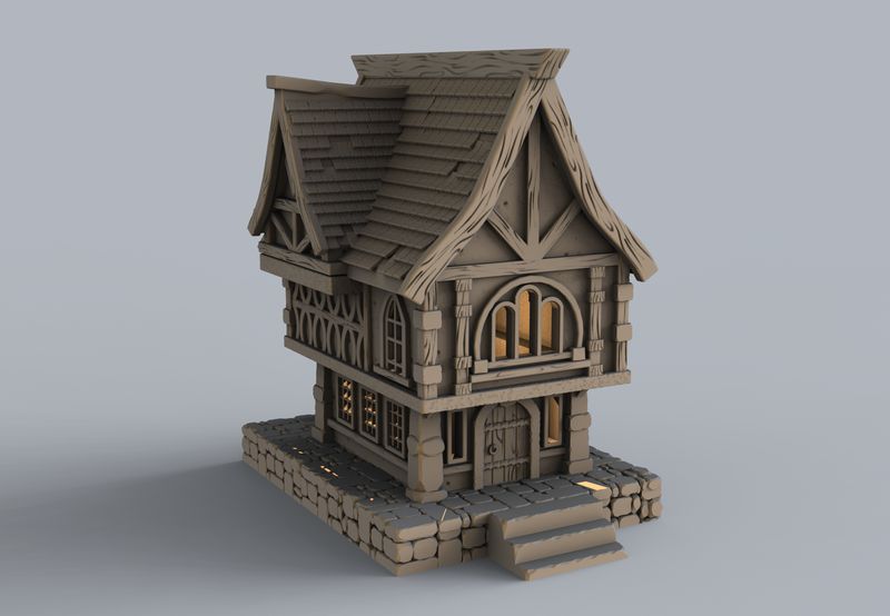 Medieval Small residential House , stl file For Fantasy and Medieval