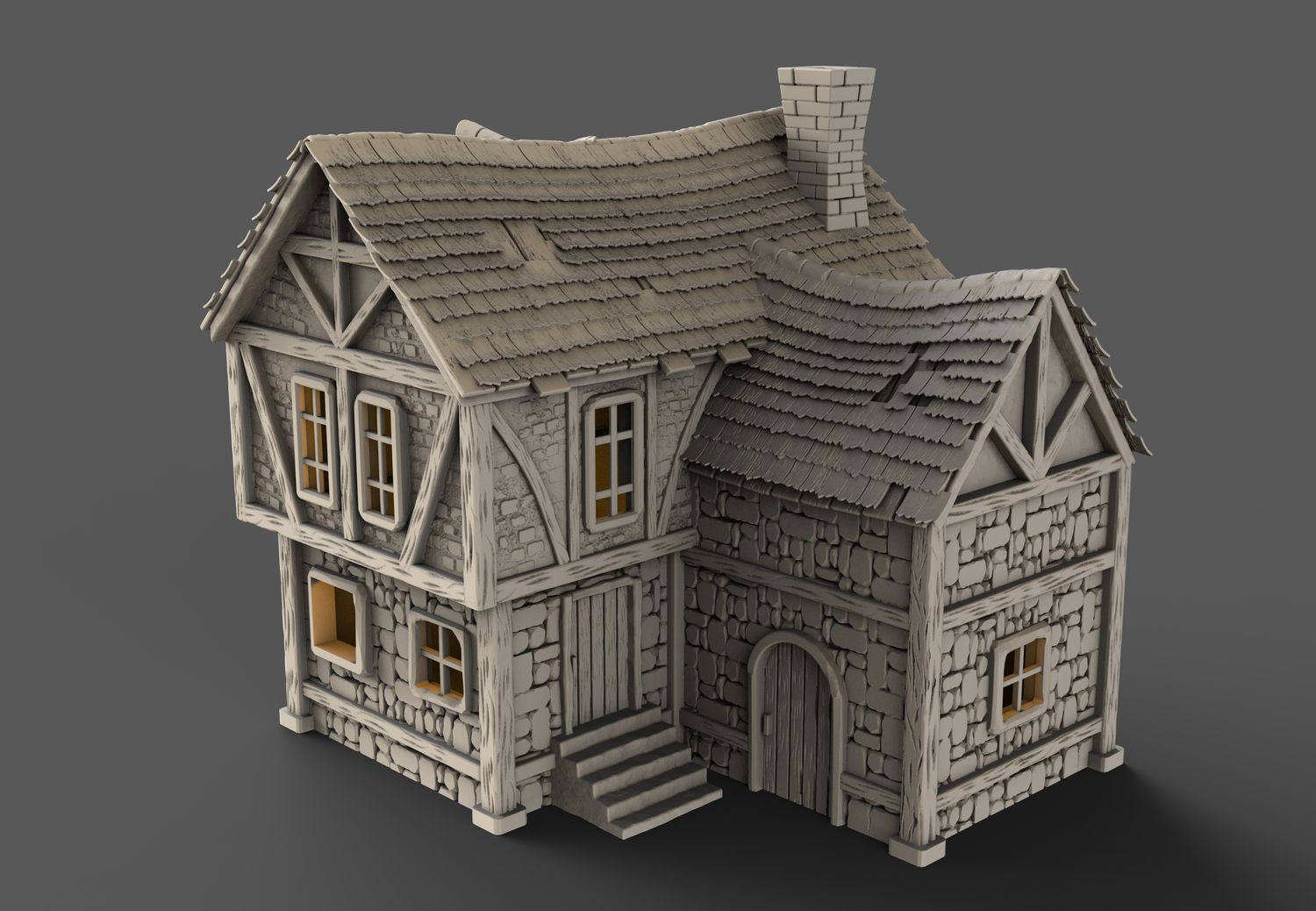 Medieval House part 3 no 3 , stl file For Fantasy and Medieval