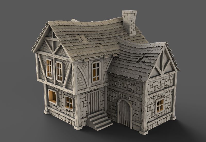 Medieval House part 3 no 3 , stl file For Fantasy and Medieval