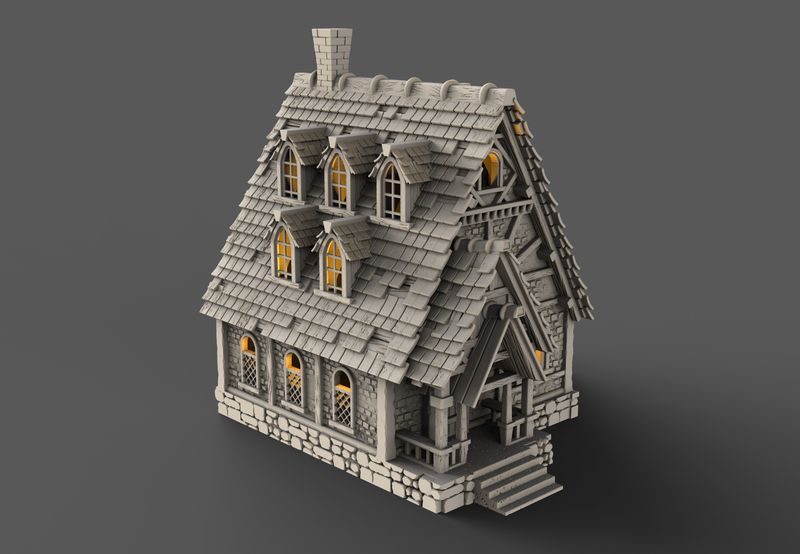 Medieval House part 3 no 1 , stl file For Fantasy and Medieval
