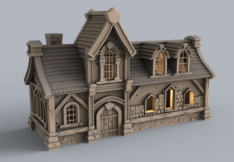 Medieval Negotiation house , stl file For Fantasy and Medieval