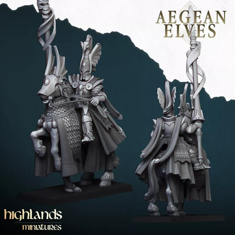 Aegean Elf Lord Mounted with Spear - Highlands Miniatures - Aegean Elves