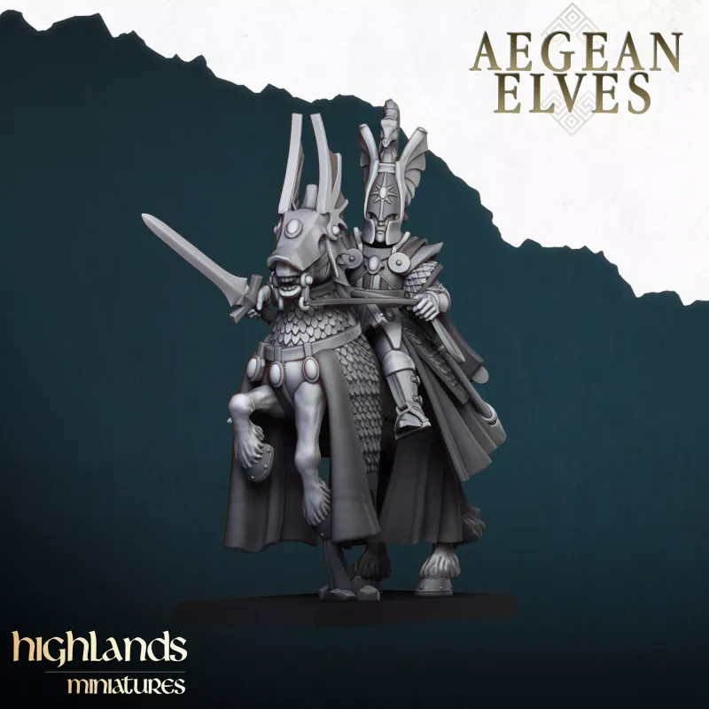 Aegean Elf Lord Mounted with Sword - Highlands Miniatures - Aegean Elves