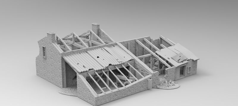 Large Farmhouse and Barn Ruin