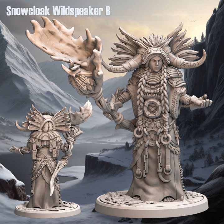 Snowcloak Wildspeaker B - Frost Tribe - D&D or Wargaming Miniature