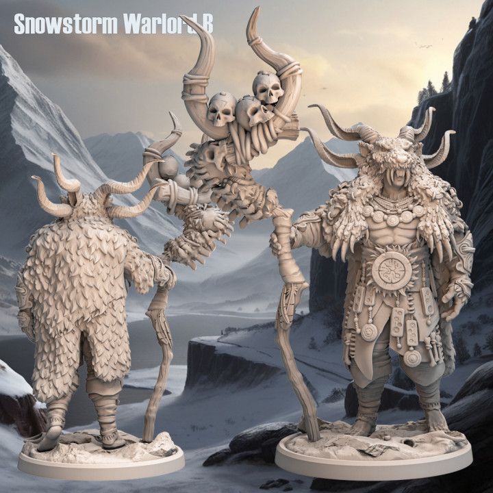 Snowstorm Warlord B - Frost Tribe - D&D or Wargaming Miniature