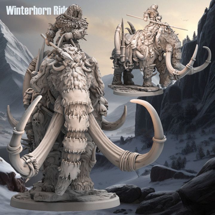 Winterhorn Rider - Frost Tribe - D&D or Wargaming Miniature