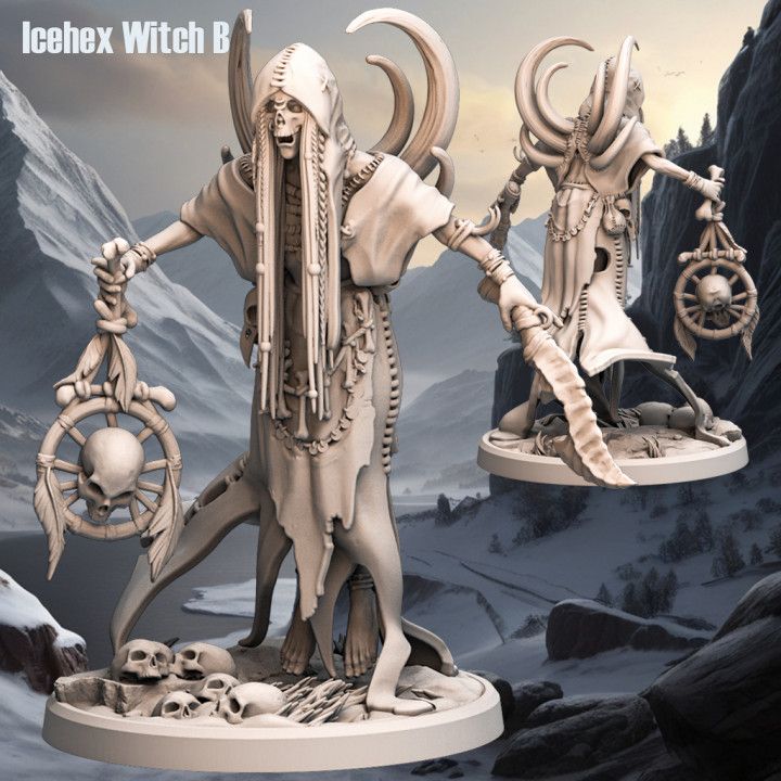 Icehex Witch B - Frost Tribe - D&D or Wargaming Miniature