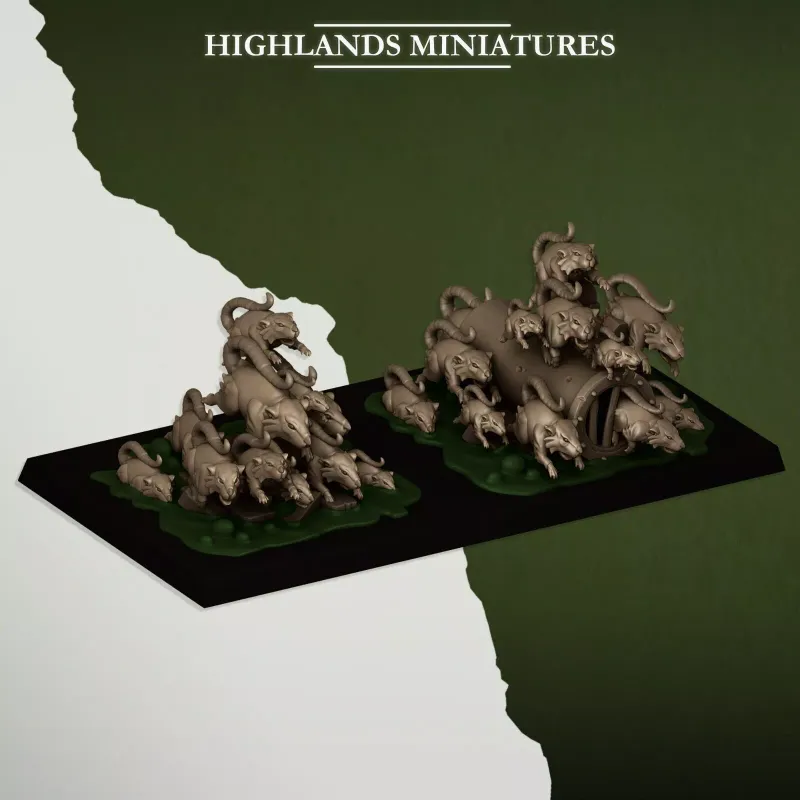 Sewer Vermin - Rat Swarm - Highlands Miniatures - Sewer Vermin