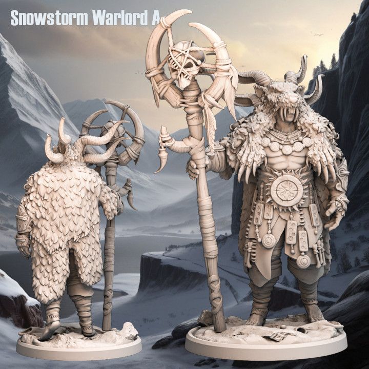 Snowstorm Warlord A - Frost Tribe - D&D or Wargaming Miniature