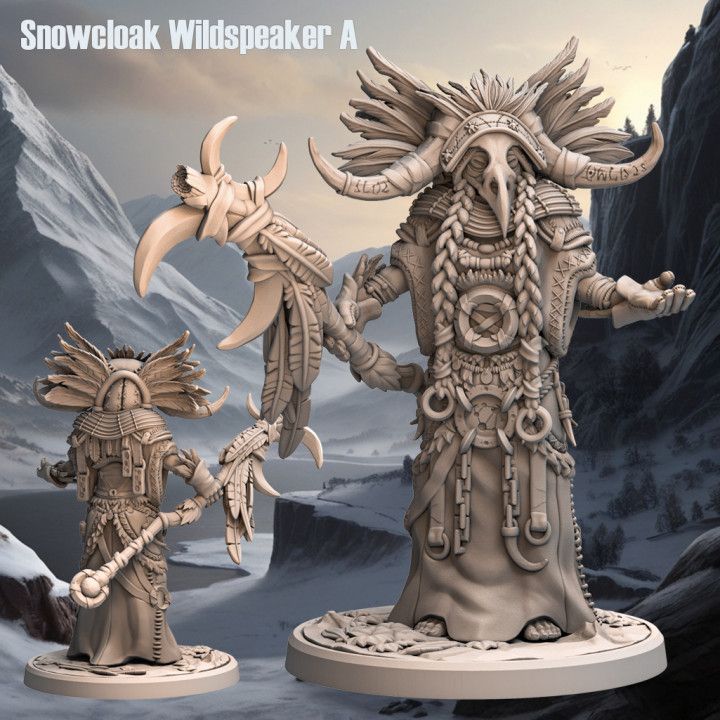 Snowcloak Wildspeaker A - Frost Tribe - D&D or Wargaming Miniature