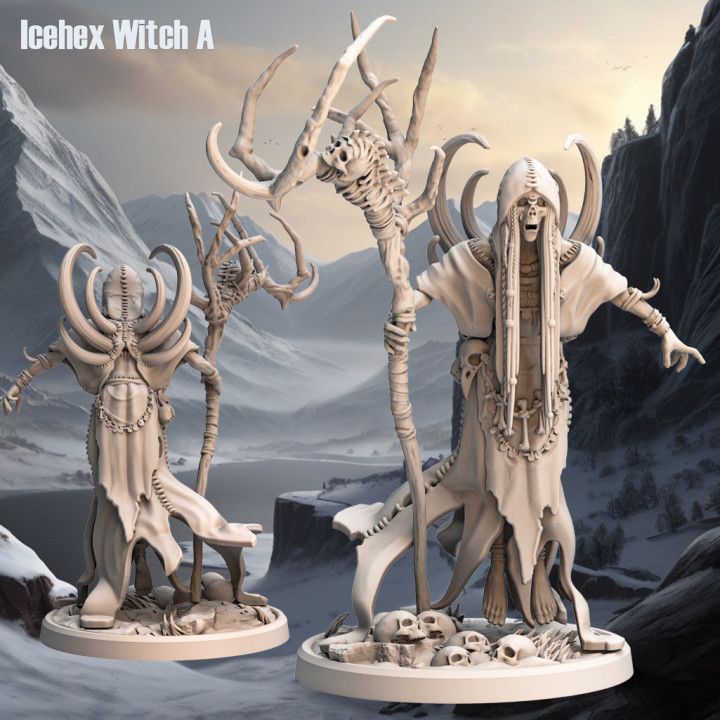 Icehex Witch A - Frost Tribe - D&D or Wargaming Miniature