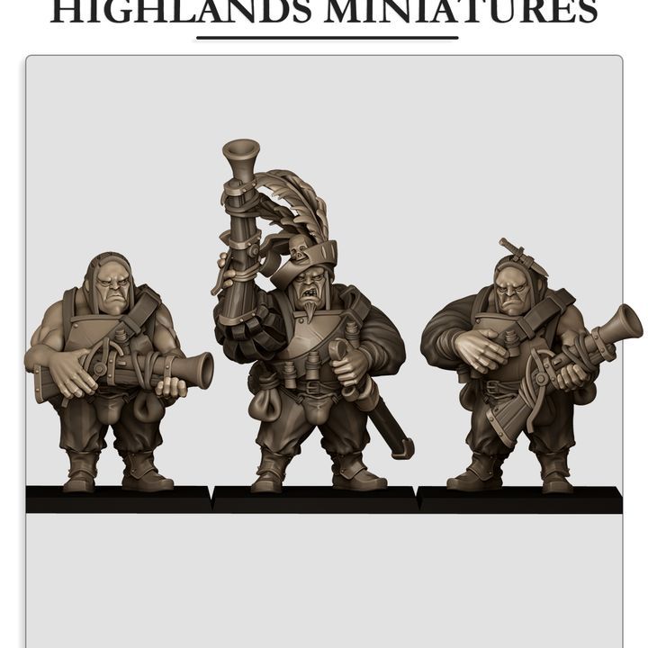 Sunland Ogres with Blunderbusses - Highlands Miniatures - The Empire of the Sun