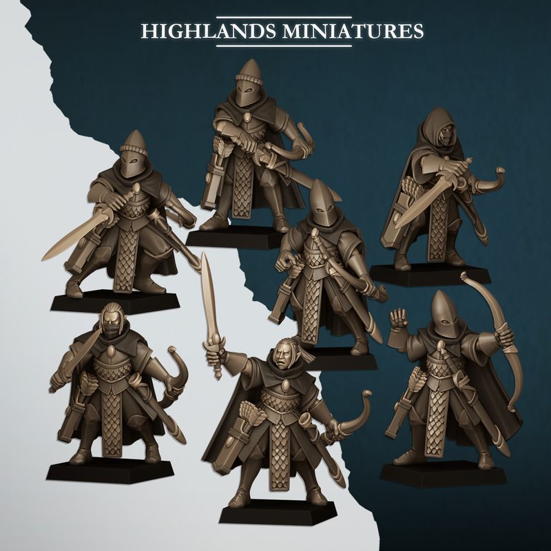Aegean Elf Shadows x7 - Highlands Miniatures - Aegean Elves