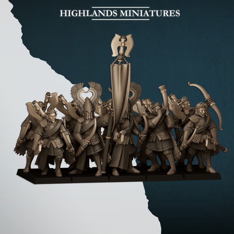 Aegean Elves Numean Lions With Bows - Highlands miniatures - WHFB and other Fantasy systems
