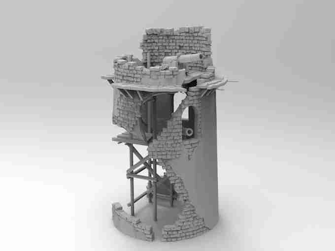 DAMAGED TOWER , stl file Fantasy and Medieval