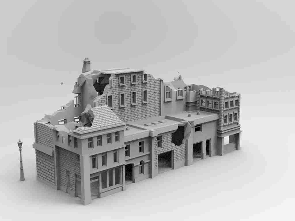 Damaged European Block 5 , stl file WW2