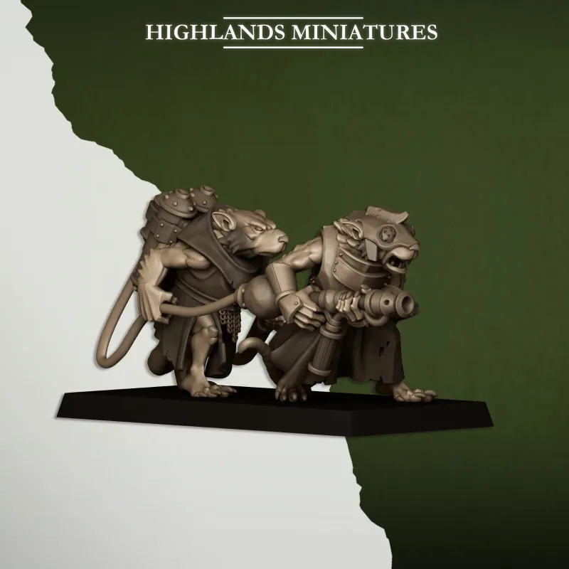 Vermin Flamethrower Team - Highlands Miniatures - Sewer Vermin
