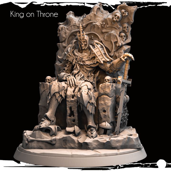King on Throne - Skeletons - D&D or Wargaming Miniature