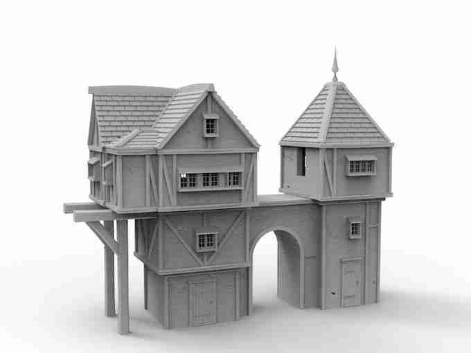 BARRACKS ENTRANCE , stl file Fantasy and Medieval