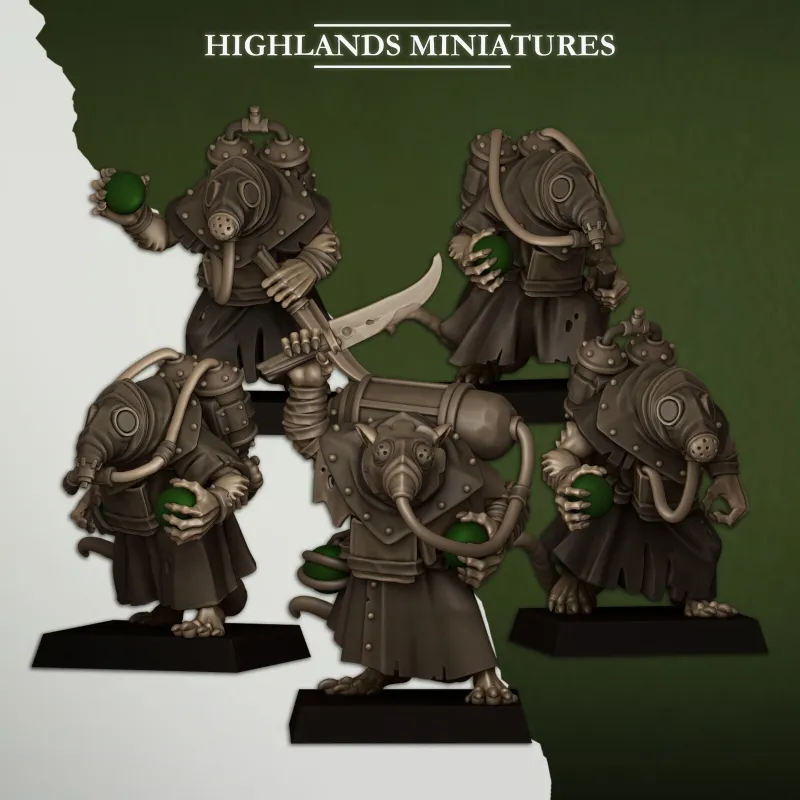 Vermin Poison Carriers x 5 models - Highlands Miniatures - Sewer Vermin