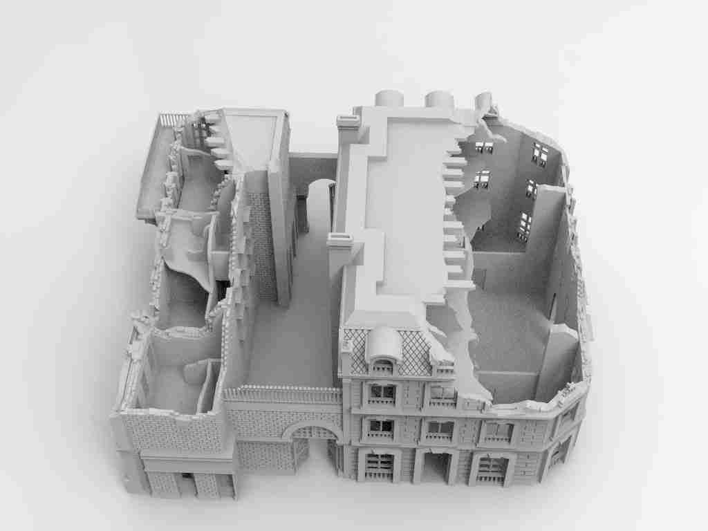 European Building Block Damaged , stl file WW2