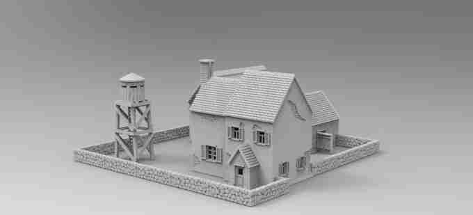 BUNKER FARMHOUSE , stl file WW2