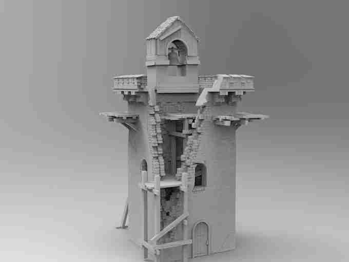 RUINED BELLTOWER , stl file Fantasy and Medieval