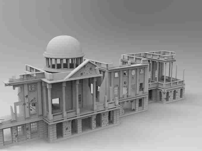 CENTRAL CAPITOL BUILDING RUIN , stl file WW2