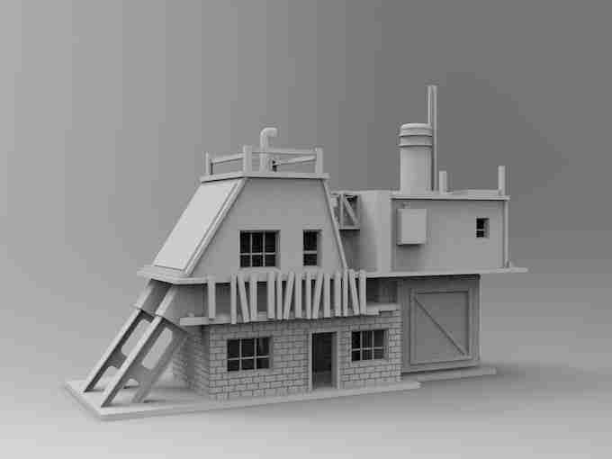 FACTORY A and Damaged Version , stl file WW2, Modern Warfare