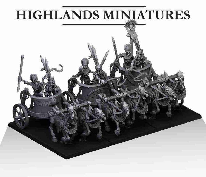 Eternal Dynasties Skeleton Chariot Unit [3 chariots] - WHFB and other Fantasy systems
