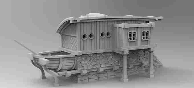 Boathouse Inn , stl file Fantasy , Medieval , Dark ages