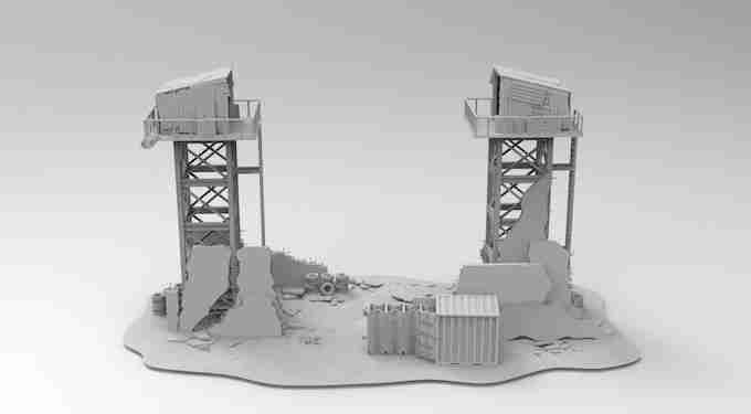 TWIN WATCHTOWERS , stl file WW2, Modern Warfare , Apocalypse