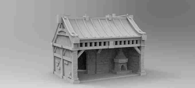 Blacksmiths Hut , stl file Fantasy , Medieval , Dark ages