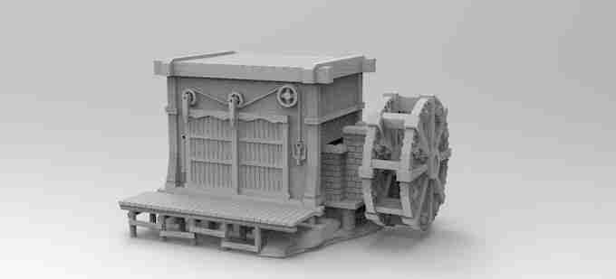 Water Wheel House , stl file Fantasy , Medieval , Dark ages