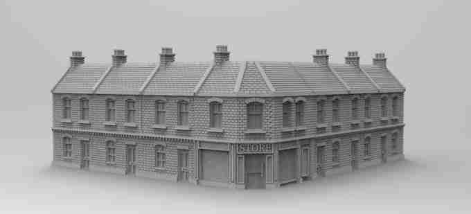 TERRACED HOUSE AND CORNER SHOP SET , stl file WW2, Modern Warfare , Apocalypse