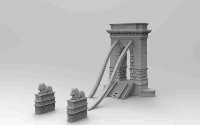 CHAIN TOWER BRIDGE RUIN  , stl file WW2, Modern Warfare , Apocalypse