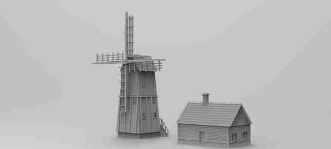 WINDMILL AND HOMESTEAD   , stl file WW2, Modern Warfare , Apocalypse
